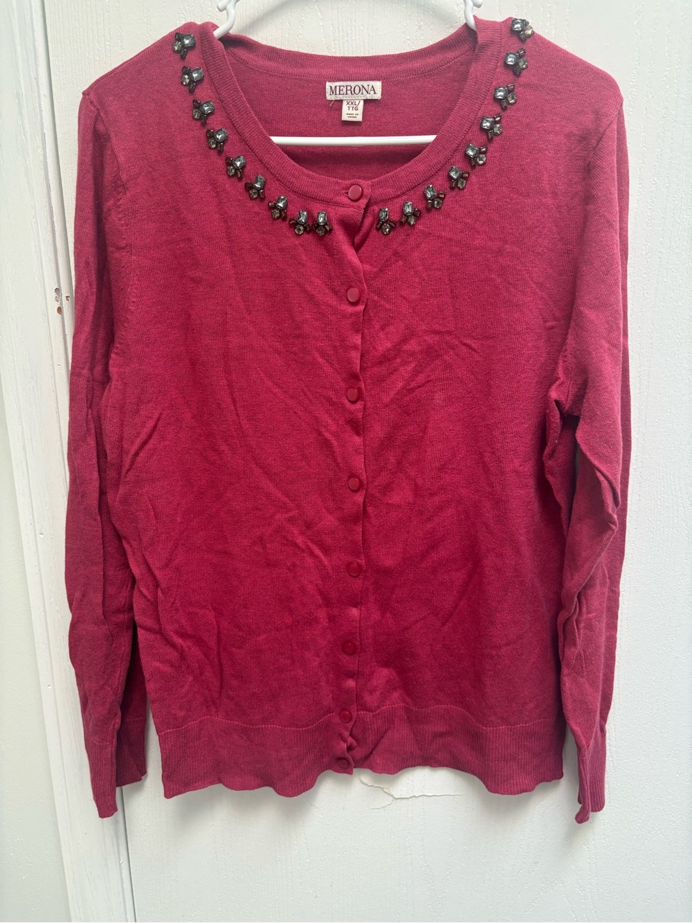 Merona Rose Pink Jeweled Button-Up Cardigan